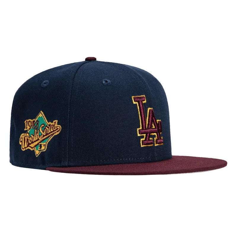 New Era 59Fifty Los Angeles Dodgers 1988 World Series Patch Hat - Navy, Maroon sold by Hat Club