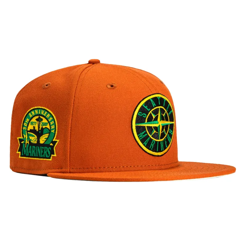 New Era 59Fifty Stoney Seattle Mariners 30th Anniversary Patch Logo Hat - Burnt Orange sold by Hat Club