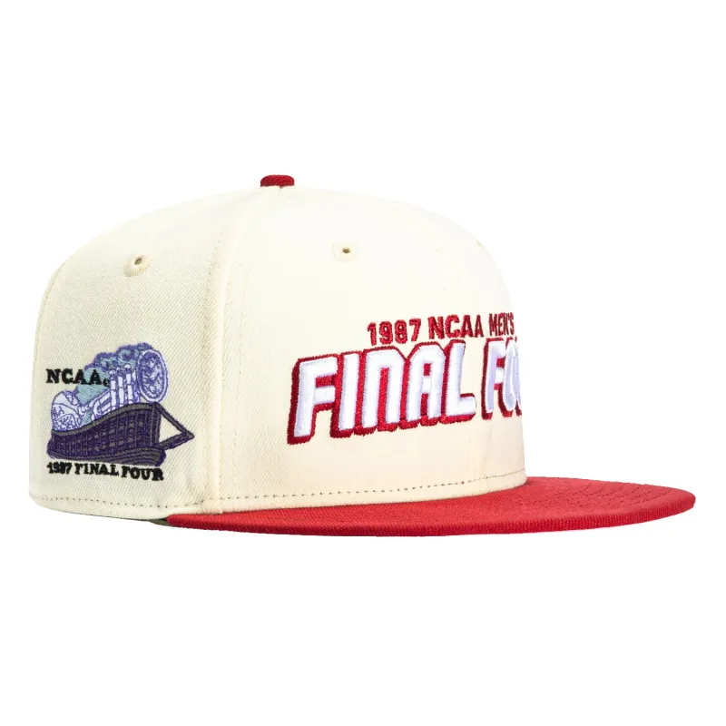 New Era 59Fifty Indiana Hoosiers 1987 Final Four Patch Final Four Hat - White, Cardinal made by New Era
