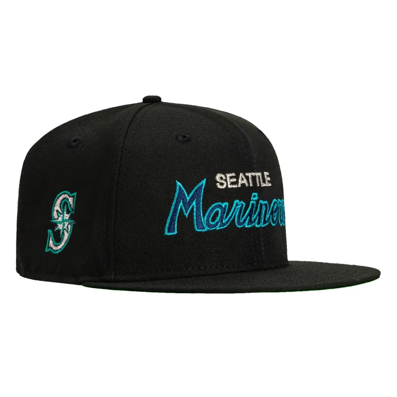 New Era 59Fifty Seattle Mariners Logo Patch Script Hat - Black made by New Era