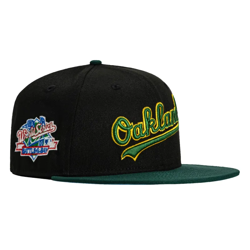 New Era 59Fifty Oakland Athletics Battle of the Bay Patch Script Hat - Black, Green, Gold made by New Era