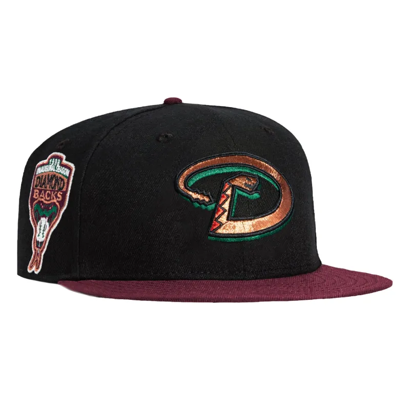 New Era 59Fifty Arizona Diamondbacks Inaugural Patch D Hat - Black, Maroon, Metallic Copper sold by Hat Club