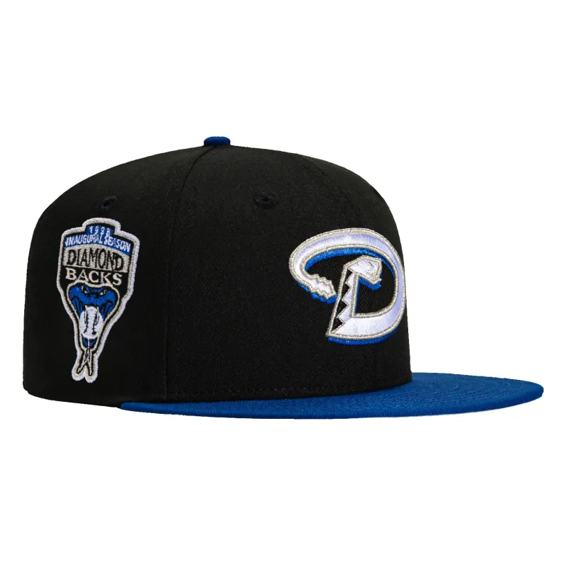 New Era 59Fifty Arizona Diamondbacks Inaugural Patch D Hat - Black, Royal sold by Hat Club
