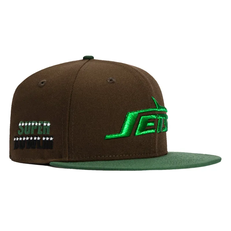 New Era 59Fifty New York Jets 1967 Super Bowl Patch Hat - Brown, Green made by New Era