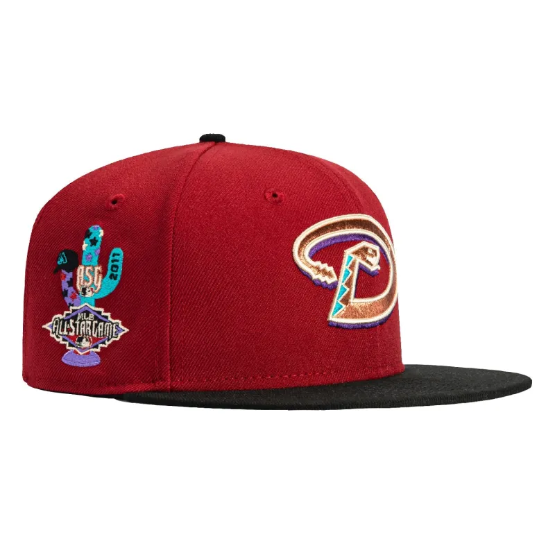 New Era 59Fifty Arizona Diamondbacks 2011 All Star Game Patch Pink UV D Hat - Sedona Red, Black made by New Era
