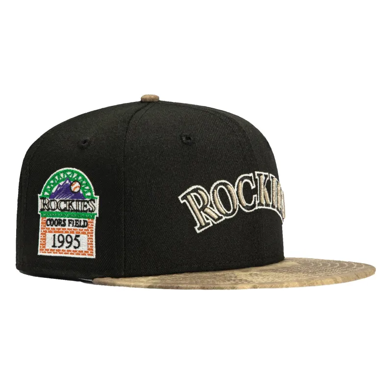 New Era 59Fifty Water Color Camo Colorado Rockies Inaugural Patch Word Hat - Black, Camo sold by Hat Club