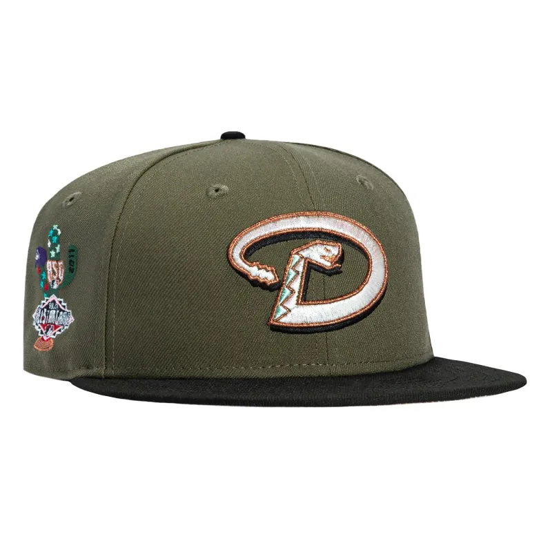 New Era 59Fifty Arizona Diamondbacks 2011 All Star Game Patch D Hat - Olive, Black sold by Hat Club