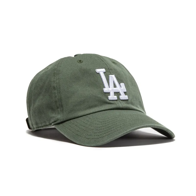 47 Brand Los Angeles Dodgers Cleanup Adjustable Hat - Olive, White made by 47