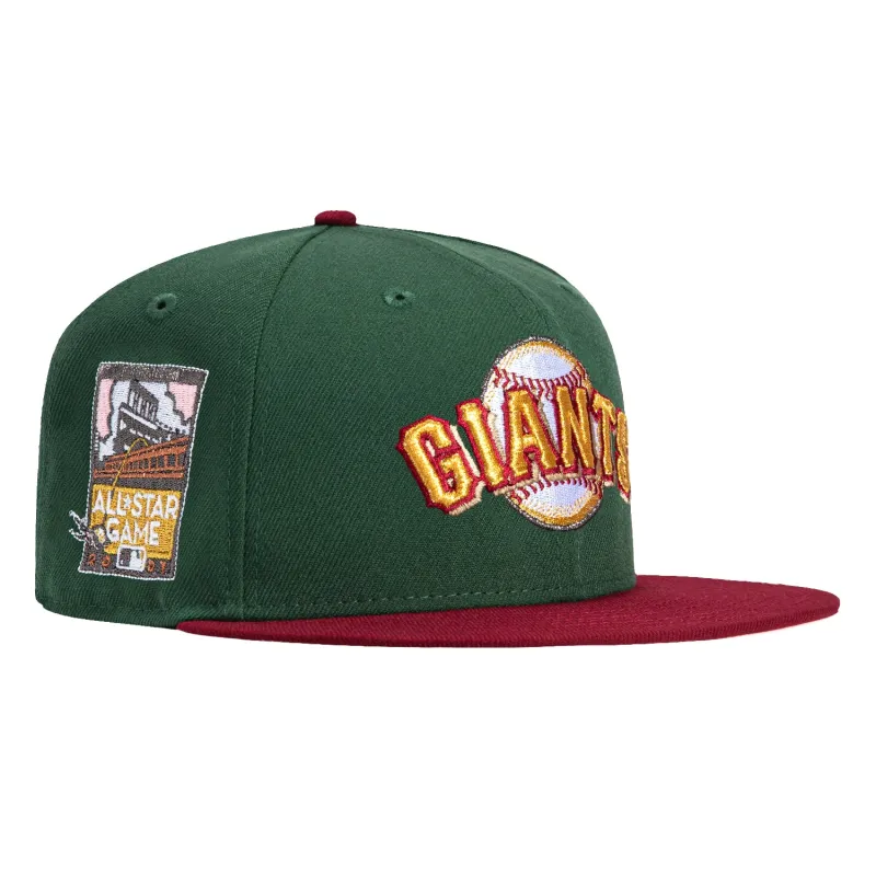 New Era 59Fifty Velvet Ham San Francisco Giants 2007 All Star Game Patch Logo Hat - Green, Cardinal sold by Hat Club