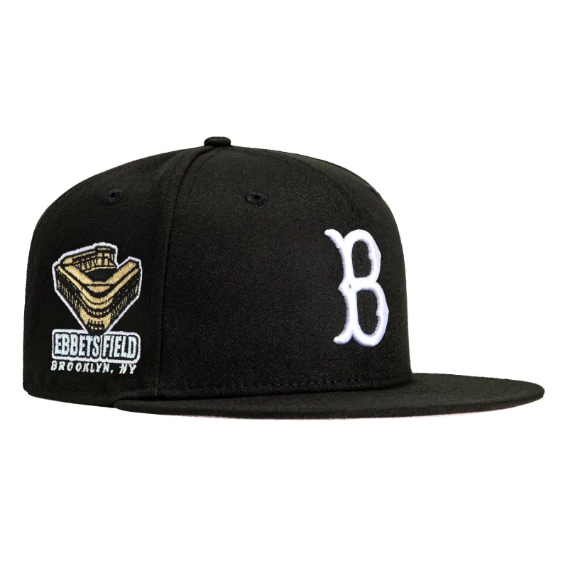 New Era 59Fifty Cookies and Cream Brooklyn Dodgers Ebbets Field Patch Pink UV Hat - Black, White sold by Hat Club