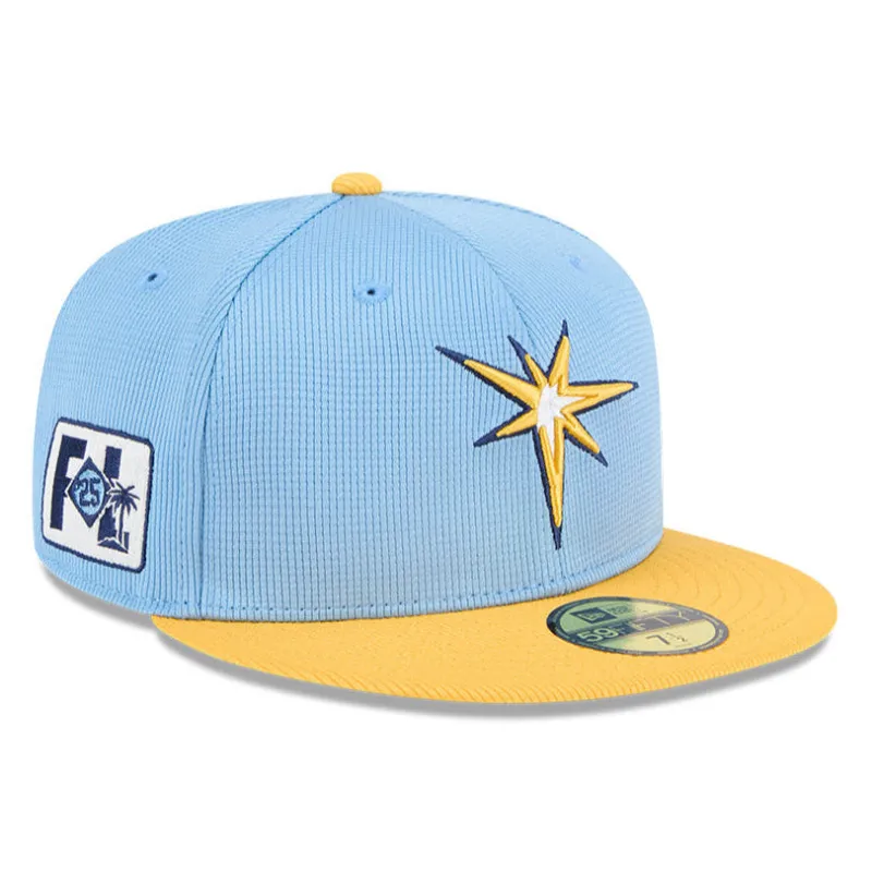 New Era 59Fifty Tampa Bay Rays 2025 Spring Training Patch Hat - Light Blue, Gold made by Hat Club