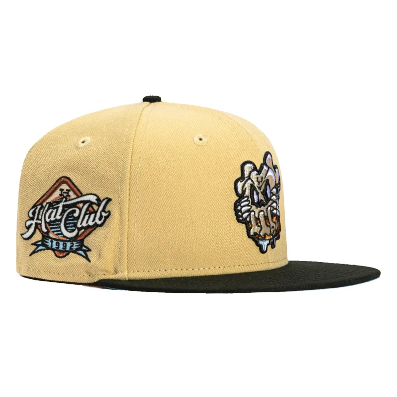 New Era 59Fifty PBJ Bones Mask Hat Club Logo Patch Hat - Tan, Black made by New Era