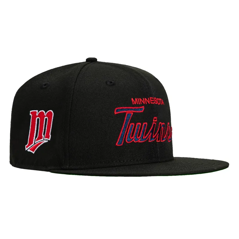 New Era 59Fifty Minnesota Twins Logo Patch Script Hat - Black sold by Hat Club