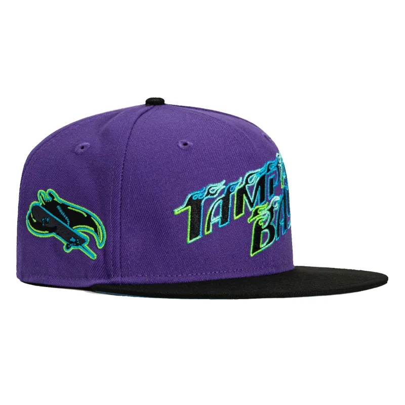 New Era 59Fifty Tampa Bay Rays Logo Patch City Connect Word Hat - Purple, Black sold by Hat Club