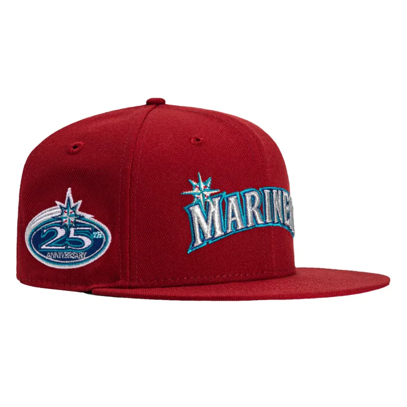 New Era 59Fifty Seattle Mariners 25th Anniversary Patch Word Hat - Brick sold by Hat Club