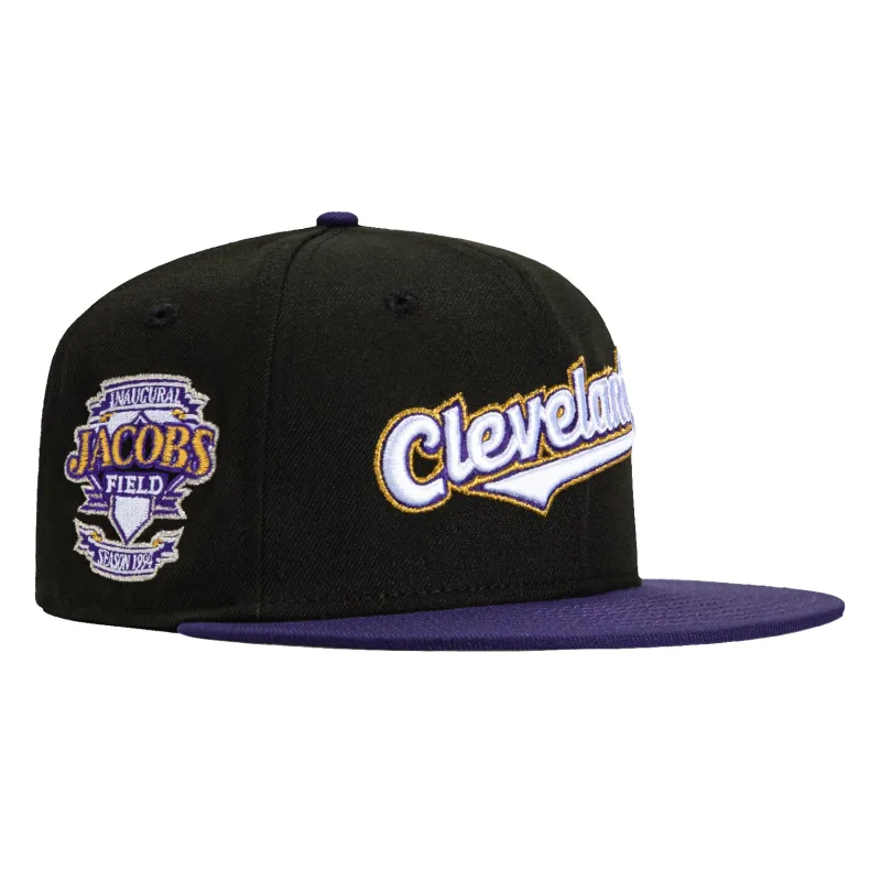 New Era 59Fifty Cleveland Guardians Inaugural Patch Script Hat - Black, Purple sold by Hat Club