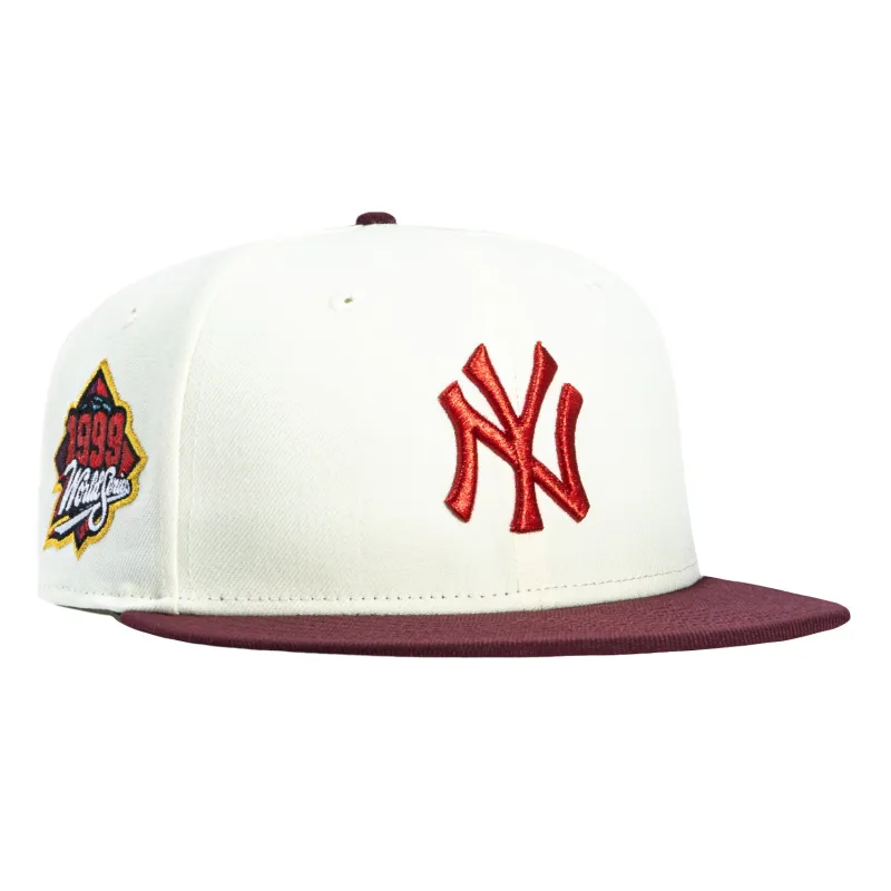 New Era 59Fifty New York Yankees 1999 World Series Patch Hat - White, Maroon sold by Hat Club