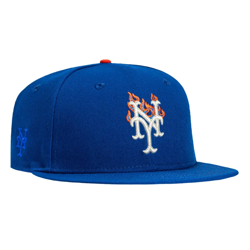 New Era 59Fifty New York Mets Logo Patch Flame Hat - Royal sold by Hat Club