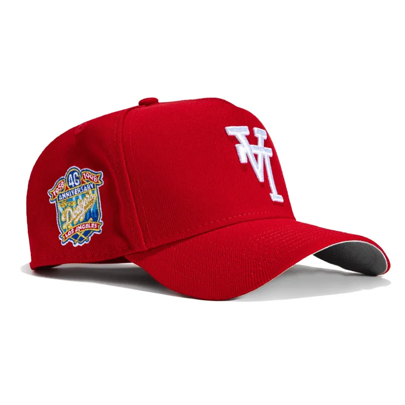 New Era 9Forty A-Frame Los Angeles Dodgers 40th Anniversary Patch Upside Down Snapback Hat - Red, White sold by Hat Club