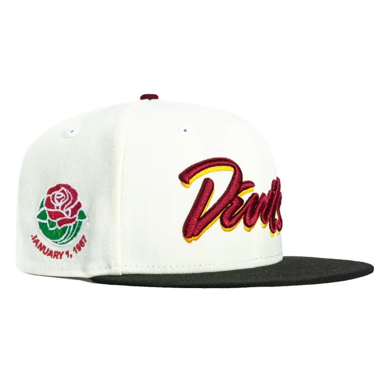 New Era 59Fifty Arizona State Sun Devils 1987 Rose Bowl Patch Script Hat - White, Black made by New Era