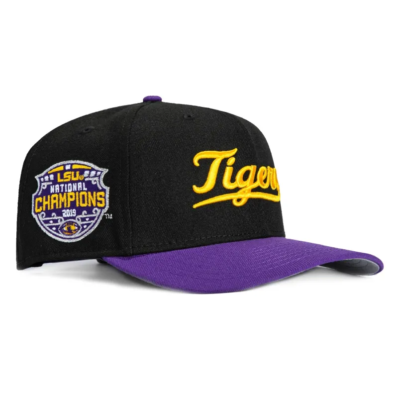 New Era 9Seventy LSU Tigers 2019 National Champions Patch Script Stretch-Snapback Hat - Black, Purple made by New Era