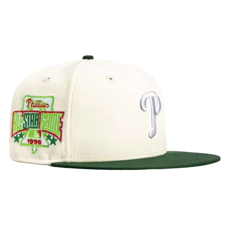 New Era 59Fifty Monstera Pack Philadelphia Phillies 1996 All Star Game Patch Hat - White, Green sold by Hat Club