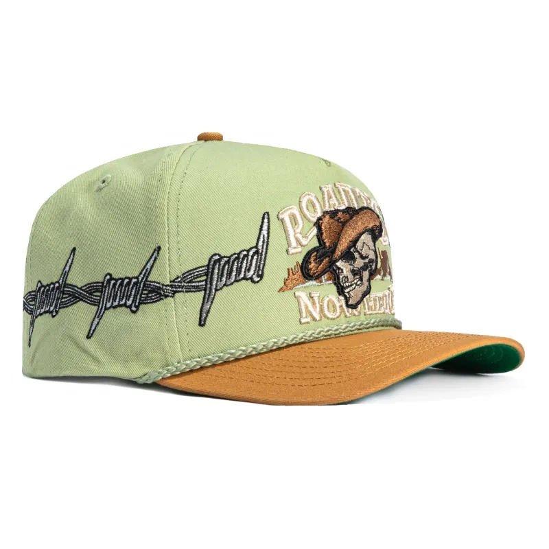 Field Grade Road to Nowhere Barbed Wire Snapback Rope Hat - Green, Tan made by Hat Club