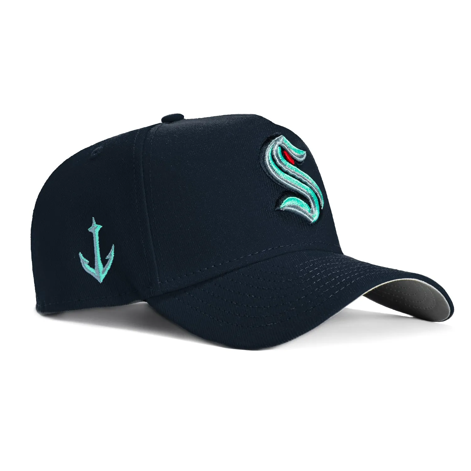 New Era 9Forty A-Frame Seattle Kraken Logo Patch Snapback Hat - Navy sold by Hat Club