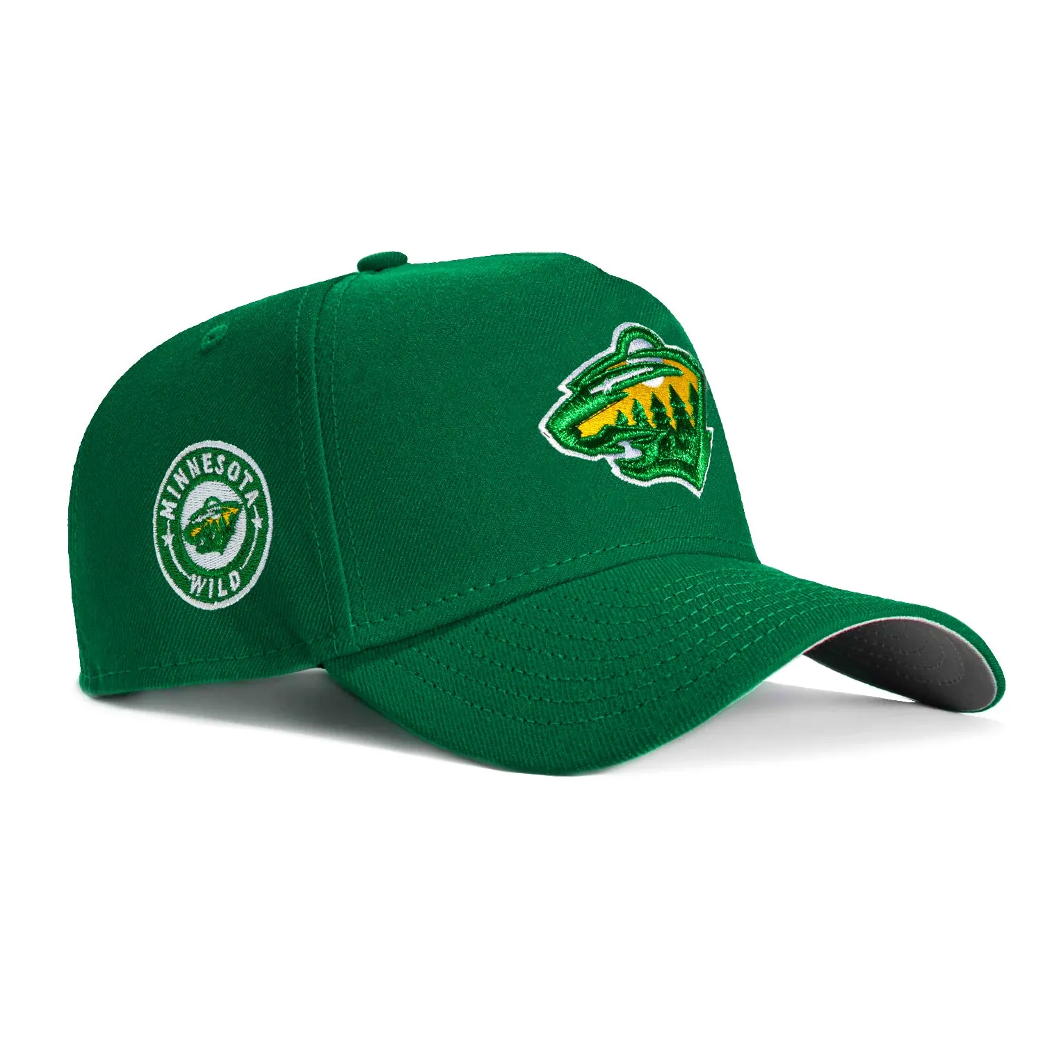 New Era 9Forty A-Frame Minnesota Wild Logo Patch Snapback Hat - Kelly, Gold sold by Hat Club
