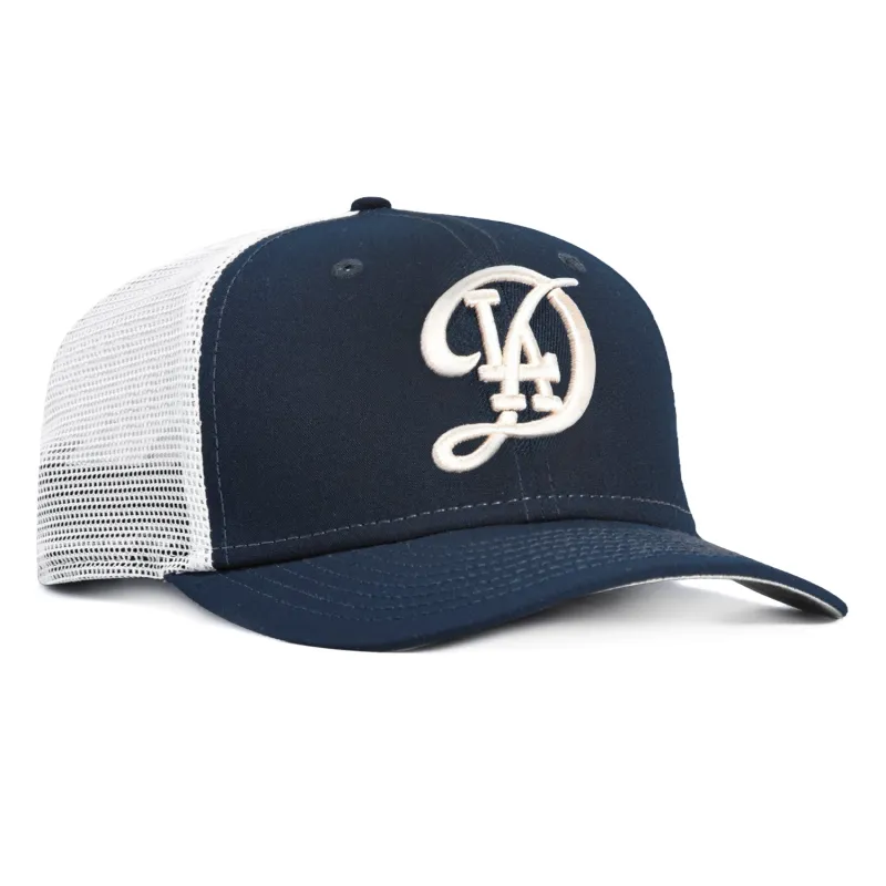 New Era 9Seventy Los Angeles Dodgers City Connect Snapback Trucker Trucker Hat - Navy, White made by New Era