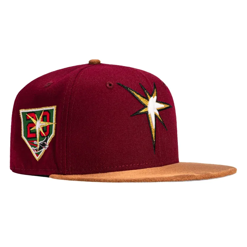 New Era 59Fifty Tampa Bay Rays 20th Anniversary Patch Alternate Hat - Cardinal, Khaki sold by Hat Club