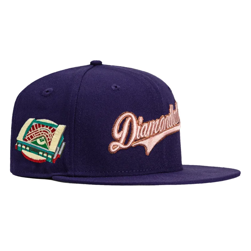 New Era 59Fifty Arizona Diamondbacks Chase Stadium Patch Script Hat - Purple, Ivory, Metallic Copper made by New Era