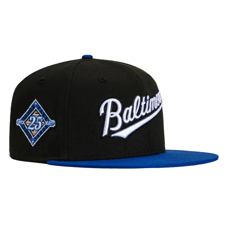 New Era 59Fifty Baltimore Orioles 25th Anniversary Stadium Patch Word Hat - Black, Royal sold by Hat Club
