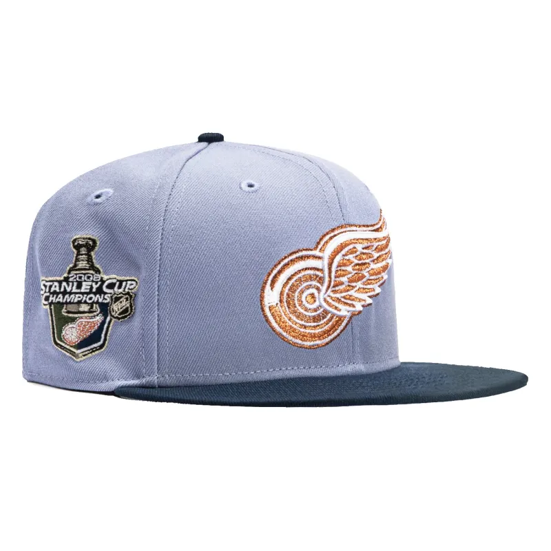 New Era 59Fifty Detroit Red Wings 2008 Stanley Cup Patch Hat - Lavender, Navy sold by Hat Club