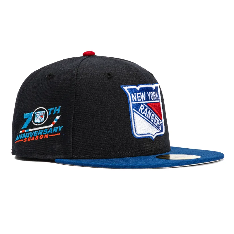 New Era 59Fifty New York Rangers 70th Anniversary Patch Hat - Navy, Royal made by New Era