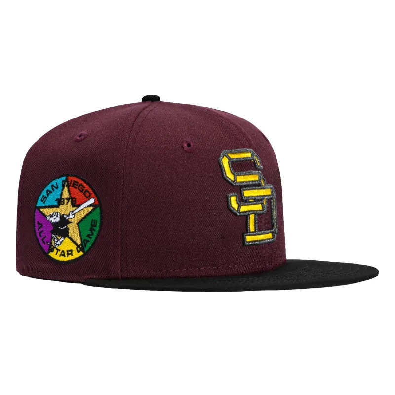 New Era 59Fifty Stained Glass San Diego Padres 1978 All Star Game Patch Hat - Maroon, Black sold by Hat Club
