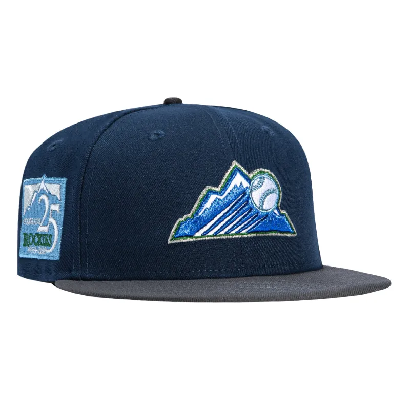 New Era 59Fifty Colorado Rockies 25th Anniversary Patch Mountain Hat - Navy, Graphite sold by Hat Club