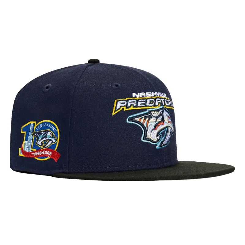 New Era 59Fifty Nashville Predators 10th Anniversary Patch Logo Hat - Light Navy, Black made by New Era