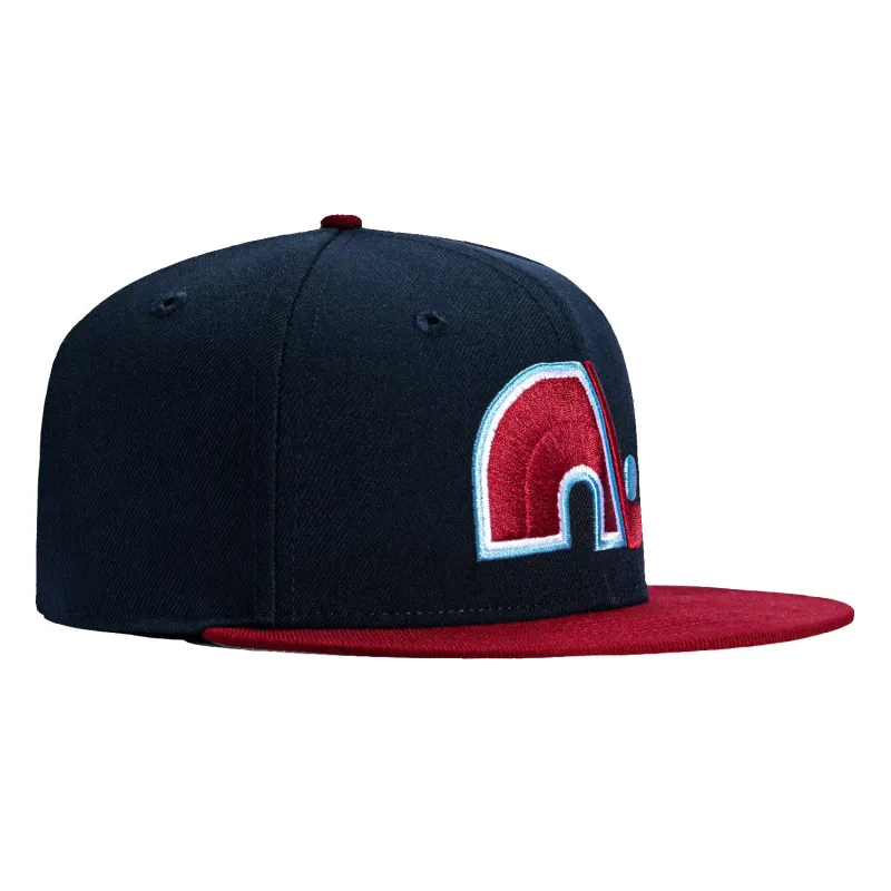 New Era 59Fifty Colorado Avalanche Quebec Nordiques Hat - Navy, Cardinal sold by Hat Club