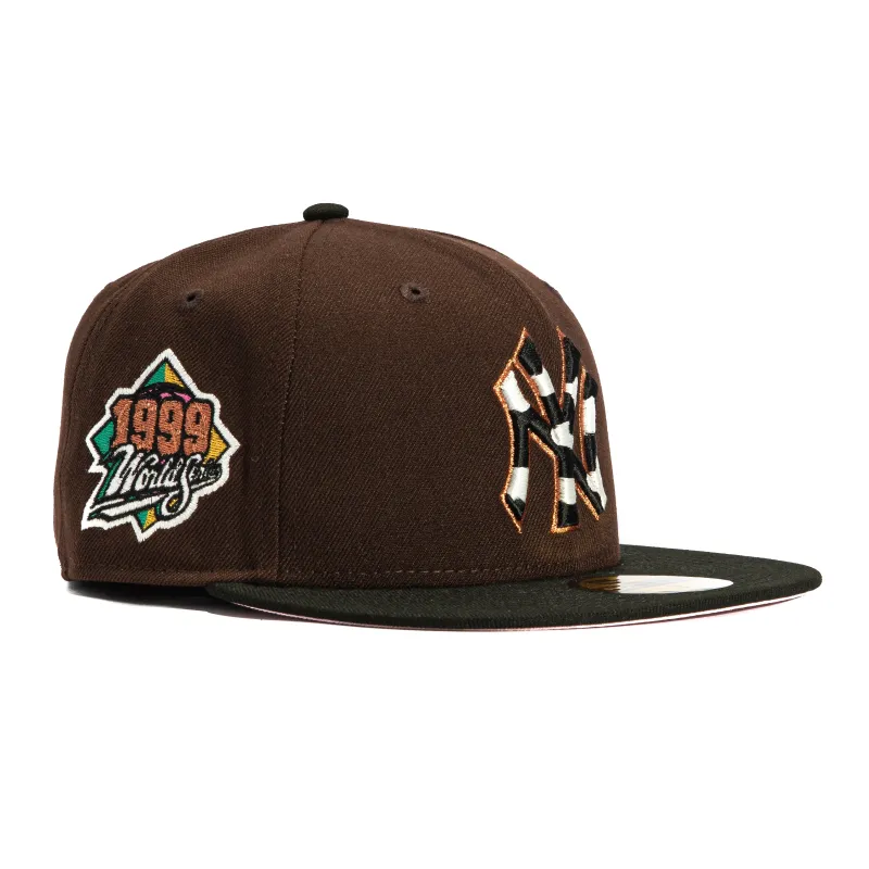 New Era 59Fifty New York Yankees 1999 World Series Patch Pink UV Hat - Brown, Black sold by Hat Club