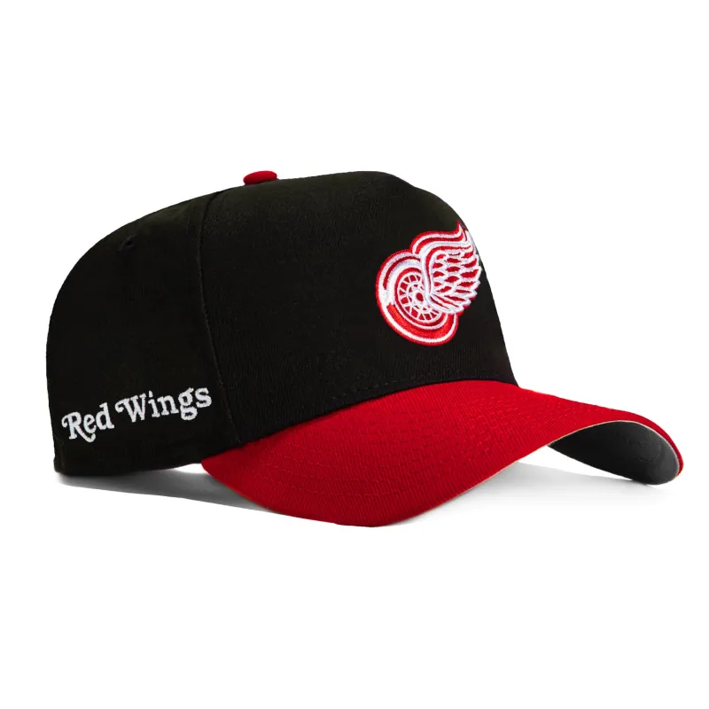 New Era 9Forty A-Frame Detroit Red Wings Word Logo Patch Snapback Hat - Black, Red sold by Hat Club