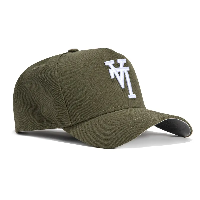 New Era 9Forty A-Frame Los Angeles Dodgers Upside Down Snapback Hat - Olive, White made by New Era