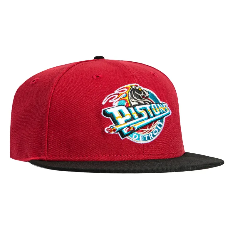 New Era 59Fifty Detroit Pistons 1998 Alternate Hat - Cardinal, Black sold by Hat Club