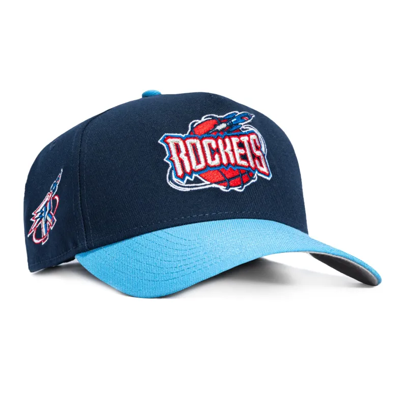 New Era 9Forty A-Frame Houston Rockets Logo Patch 1996 Snapback Hat - Navy, Light Blue sold by Hat Club