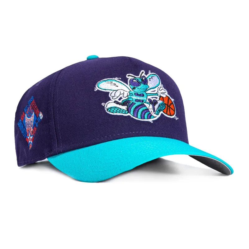 New Era 9Forty A-Frame Charlotte Hornets 1991 All Star Game Patch Snapback Hat - Purple, Teal made by New Era