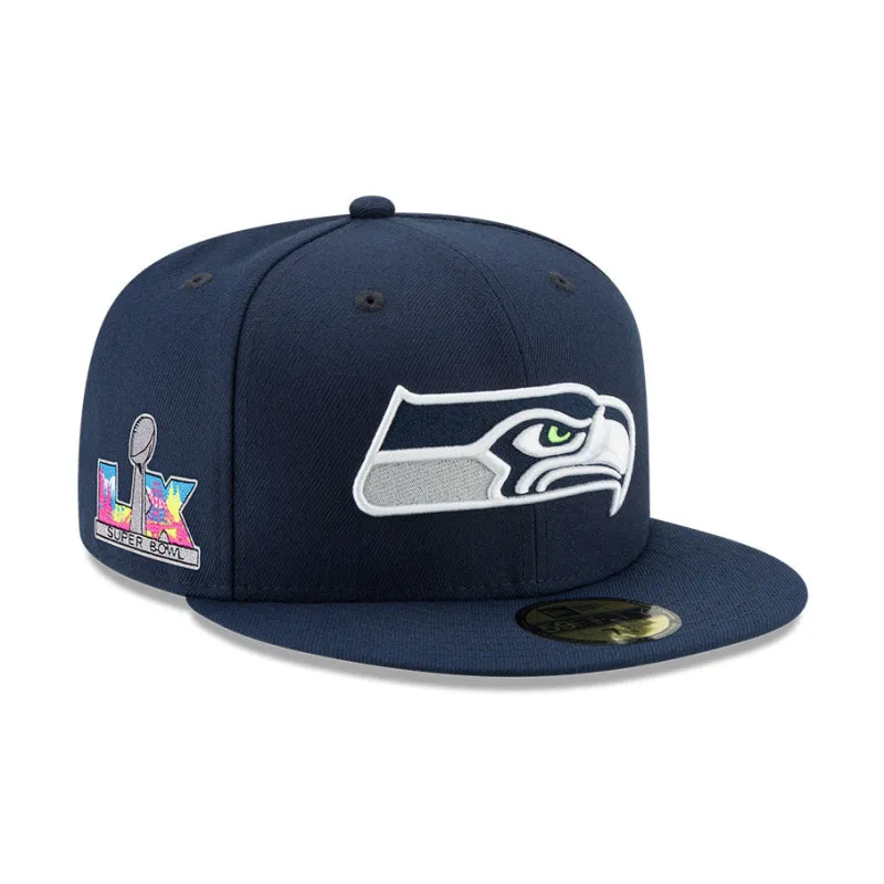 New Era 59Fifty Seattle Seahawks 2026 Super Bowl Patch Hat - Navy sold by Hat Club