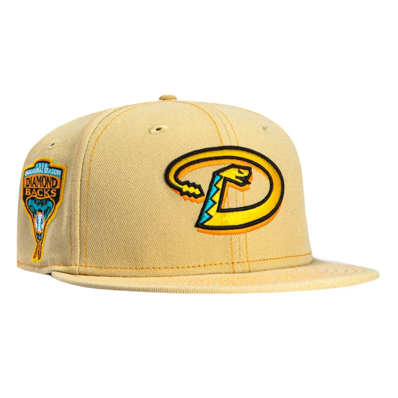 New Era 59Fifty Arizona Diamondbacks Inaugural Patch D Hat - Tan, Yellow sold by Hat Club