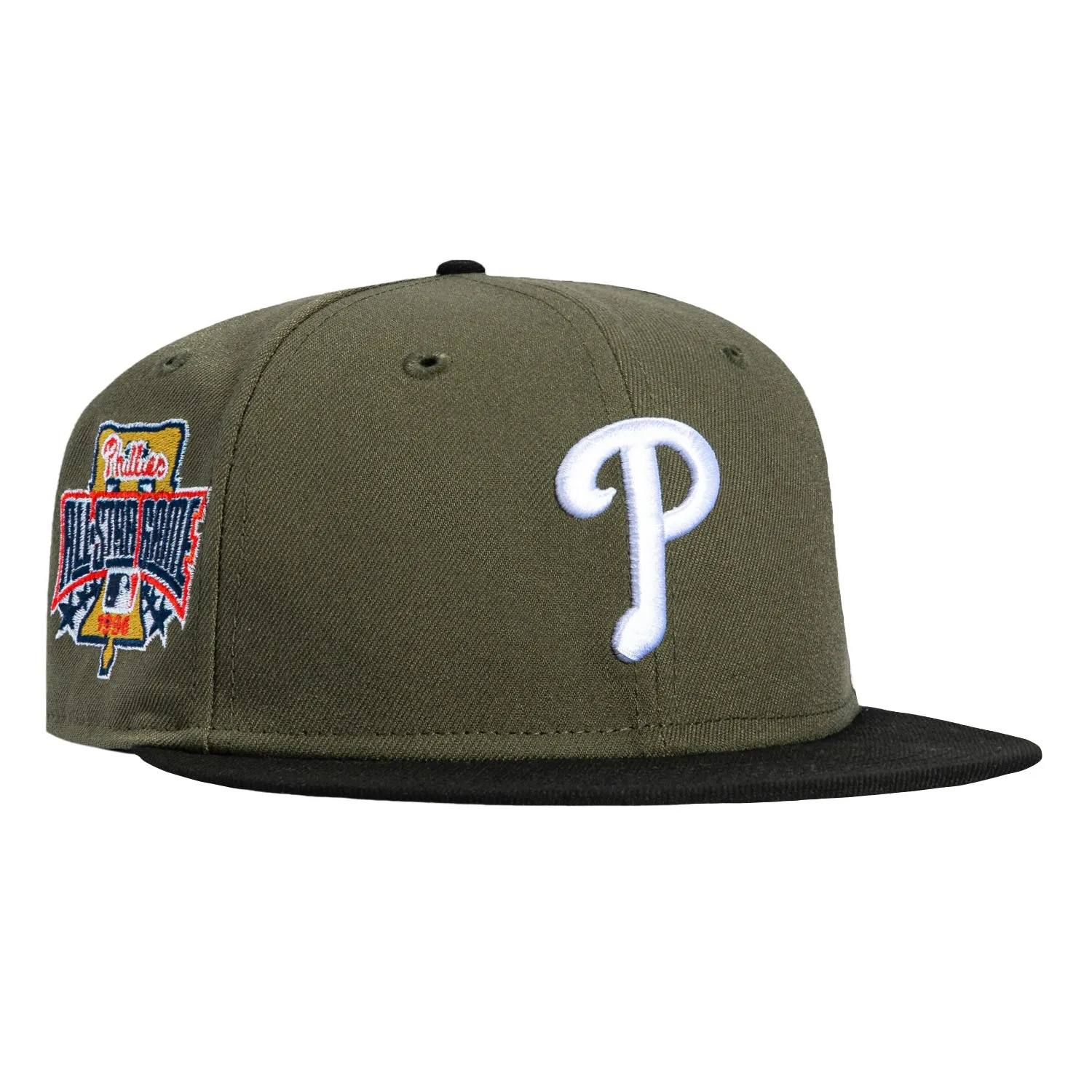 New Era 59Fifty Philadelphia Phillies 1996 All Star Game Patch Pink UV Hat - Olive, Black sold by Hat Club
