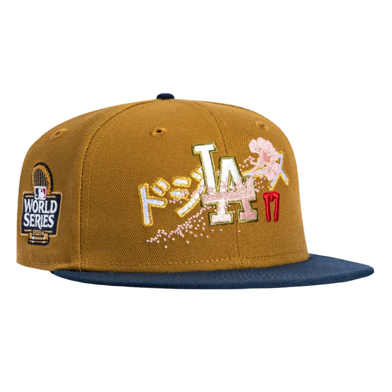New Era 59Fifty Los Angeles Dodgers 2024 World Series Patch Ohtani Blossom Hat - Khaki, Navy sold by Hat Club