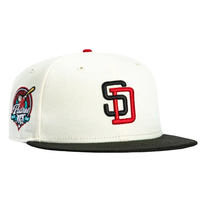 New Era 59Fifty San Diego Padres 40th Anniversary Patch Hat - White, Black, Red sold by Hat Club